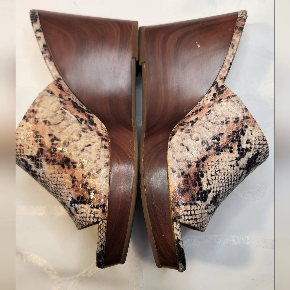 Jessica Simpson Sheyna Snake Print Wedge Sandals Multi Color Size 6